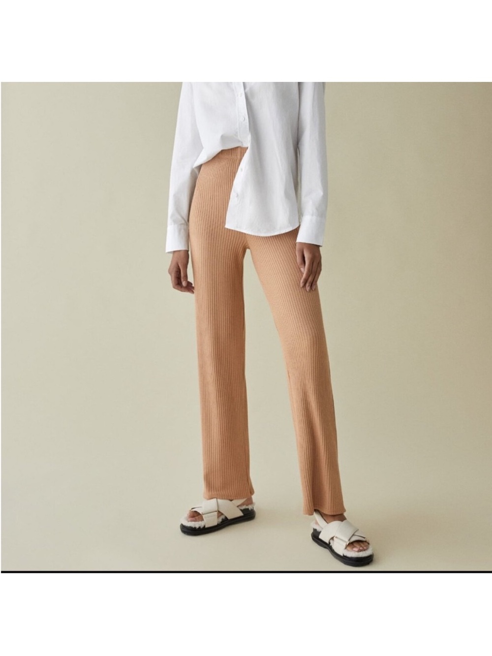 Reformation Ribbed Wide-Leg Pants